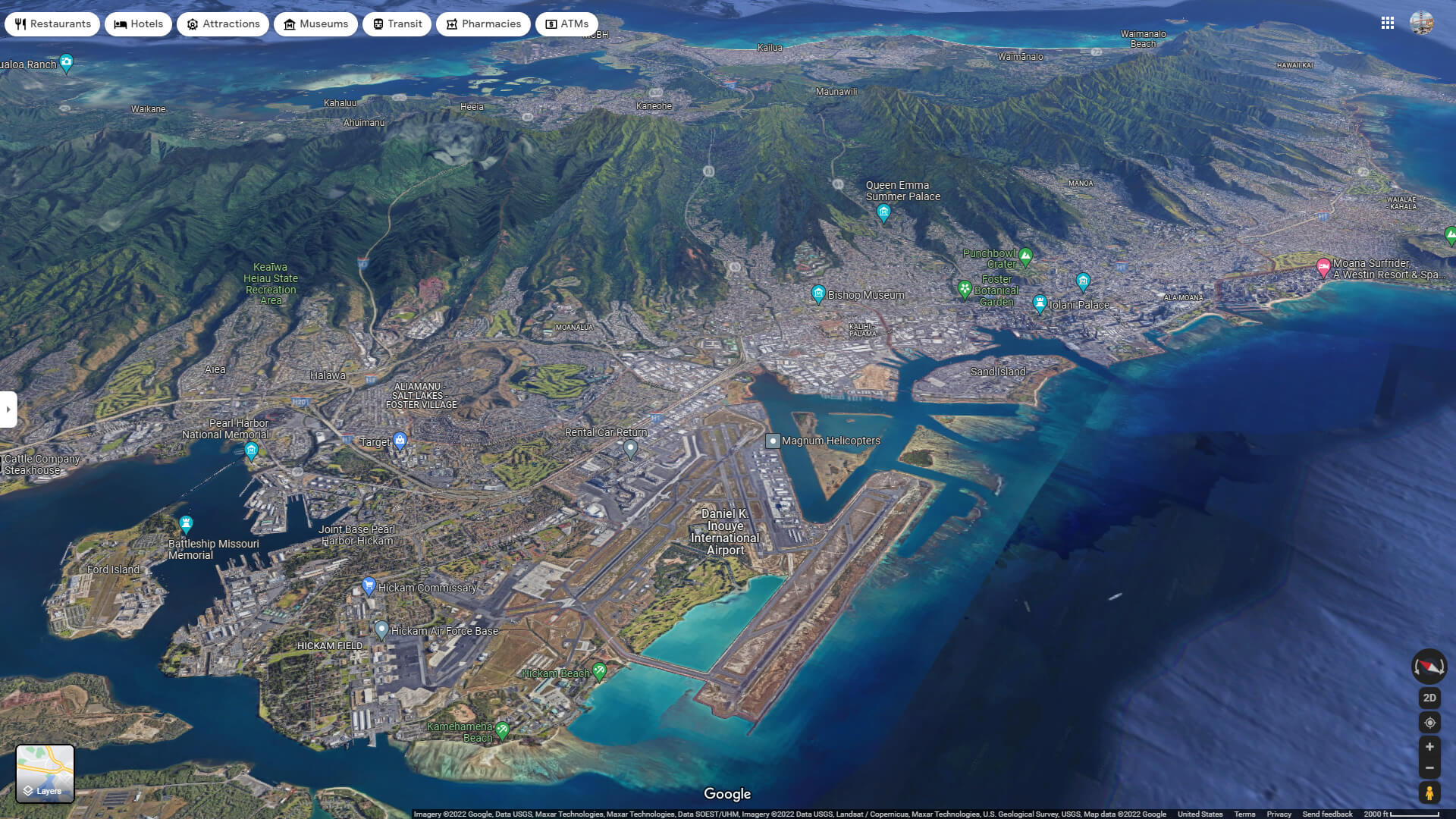 Honolulu Aerial Map Hawaii